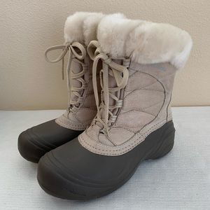 Columbia Sierra Summette Beige Suede Lace-up Snowboots Woman’s 7